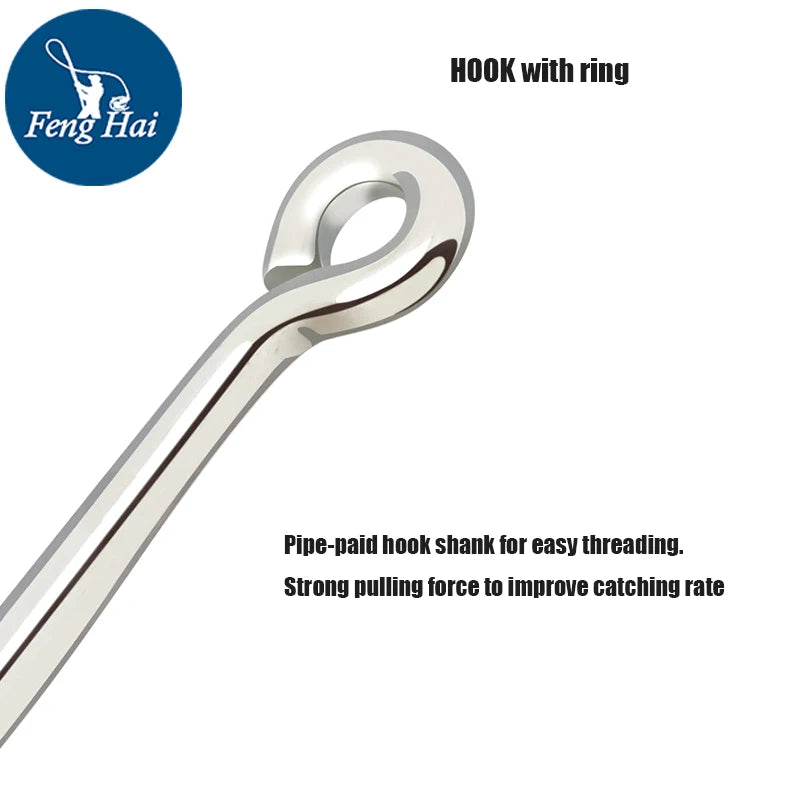BKK8062Anti-Corrosive5xStreng Iron Plate Hooks Thened Bright Tin Round Point Sea Fishing Hooks Barbed Tuna Bulk Fish HooksRinged