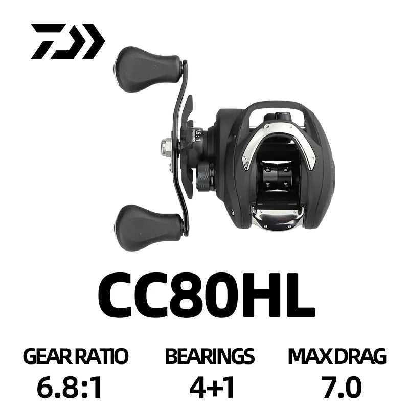 DAIWA Reel CC80/CR80 Baitcast Reel Drag 7KG Seawater 4+1/7+1BB 6.8/7.5:1 Gear Ratio