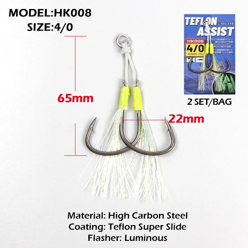 OBSESSION 1/0 2/0 3/0 4/0 Luminous Feather Smooth Hook Slow Jigging High Carbon Steel Sea-bream Fishing Hooks Kit Accessories