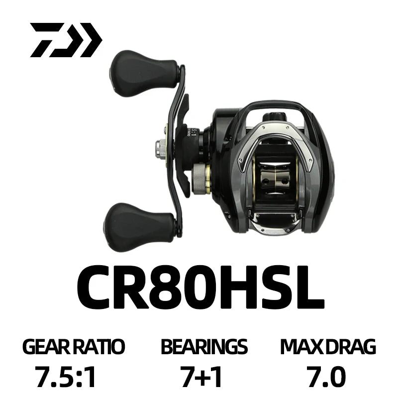 DAIWA Reel CC80/CR80 Baitcast Reel Drag 7KG Seawater 4+1/7+1BB 6.8/7.5:1 Gear Ratio