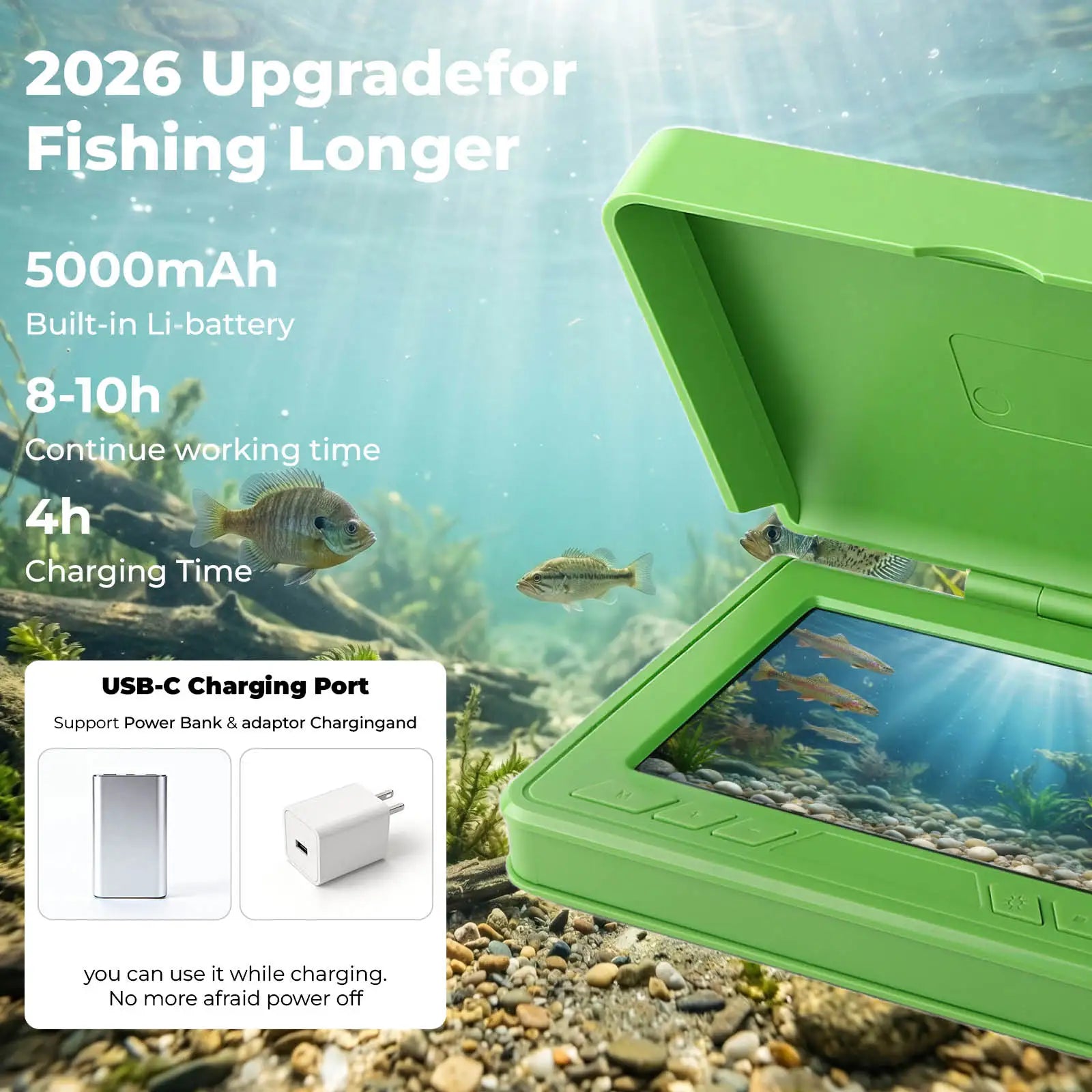 Portable Underwater Visual Fish Finder 4.3" LCD Monitor HD Fishing Camera IP68 Waterproof with IR Night Vision for Ice/Boat/Rive