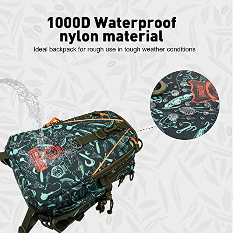 Fishing Tackle Storage Bag With Fishing lure Box, Water-Resistant Fishing Backpack with Rod Holder, Fishing Gear Bag
