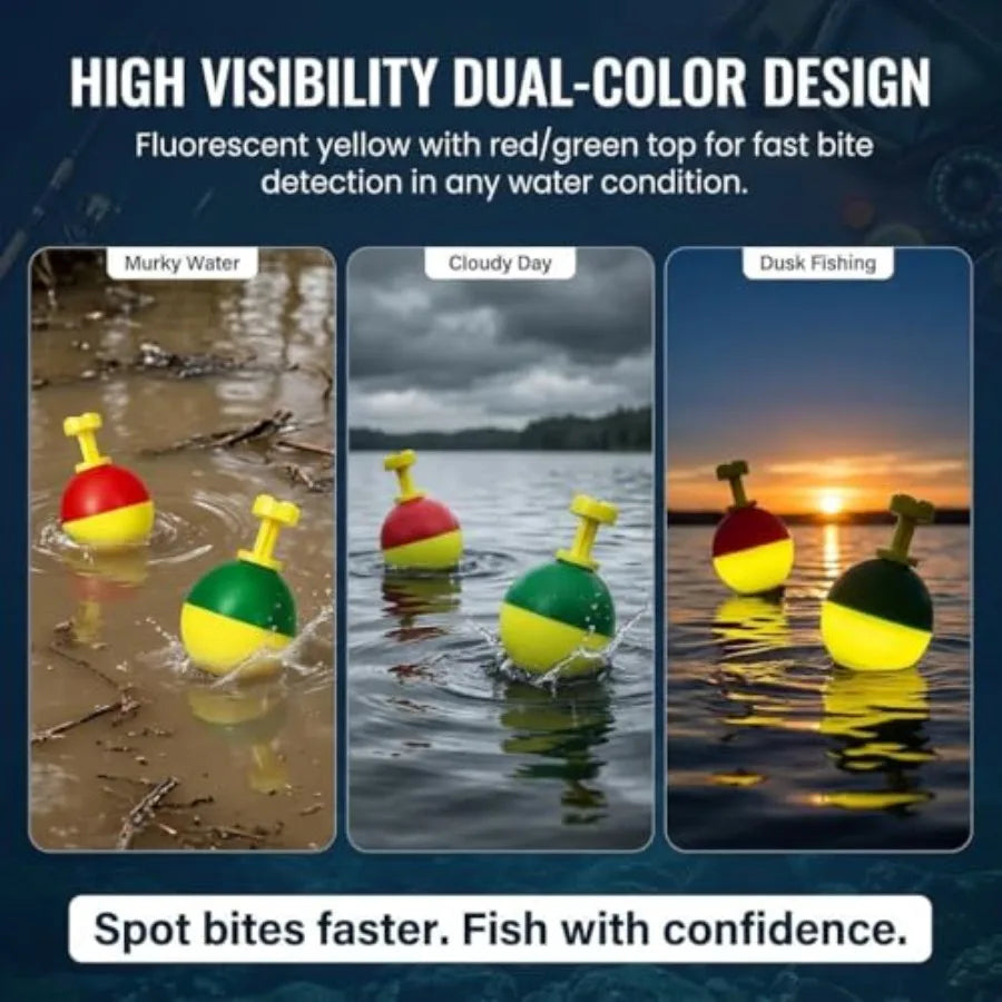 10 Pack Small Weighted Slip Fishing Bobbers, 2.45g High Visibility Oval Foam Floats for Freshwater and Saltwater Fishing, Adjus
