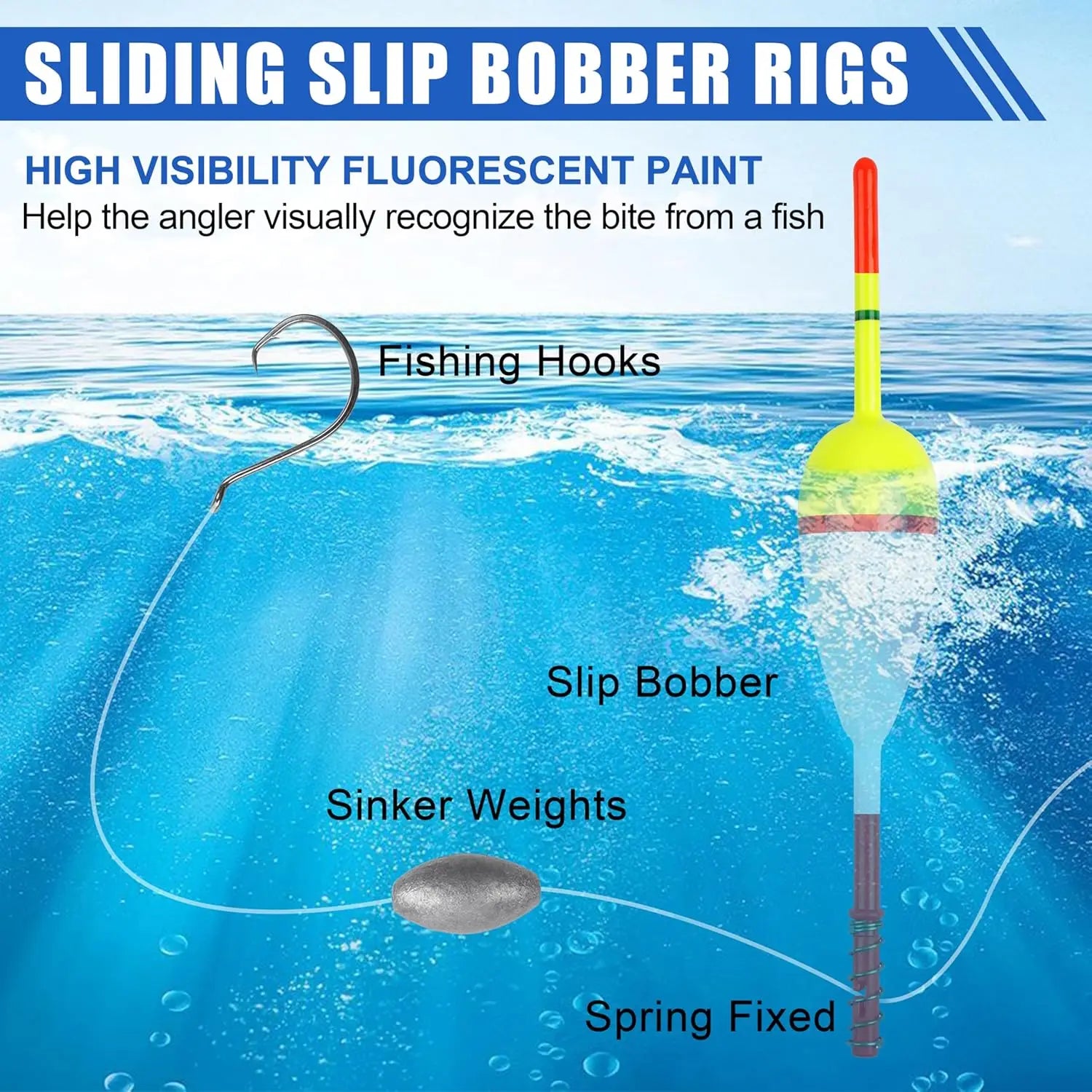 Spring Slip Bobbers Wood Fishing Floats for Crappie Catfish Trout Panfish Walleye Bass 10/20pcs