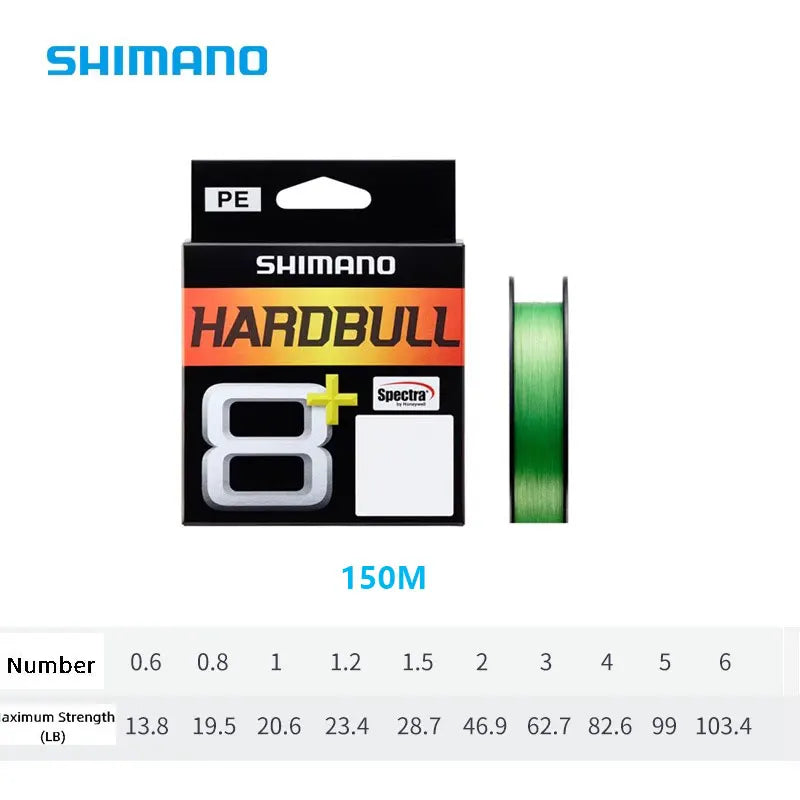 Original SHIMANO HARDBULL X8 Braided Fishing Lines PE 100M/150M/200M Made in Japan both fresh and saltwater