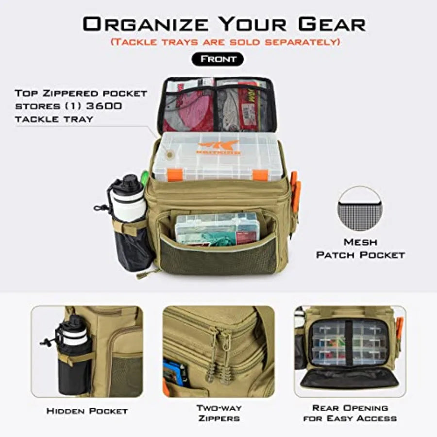 Fishing Tackle Bags - Saltwater and Freshwater Fishing Bags - Water Resistant Padded Shoulder Strap - Gear Storage