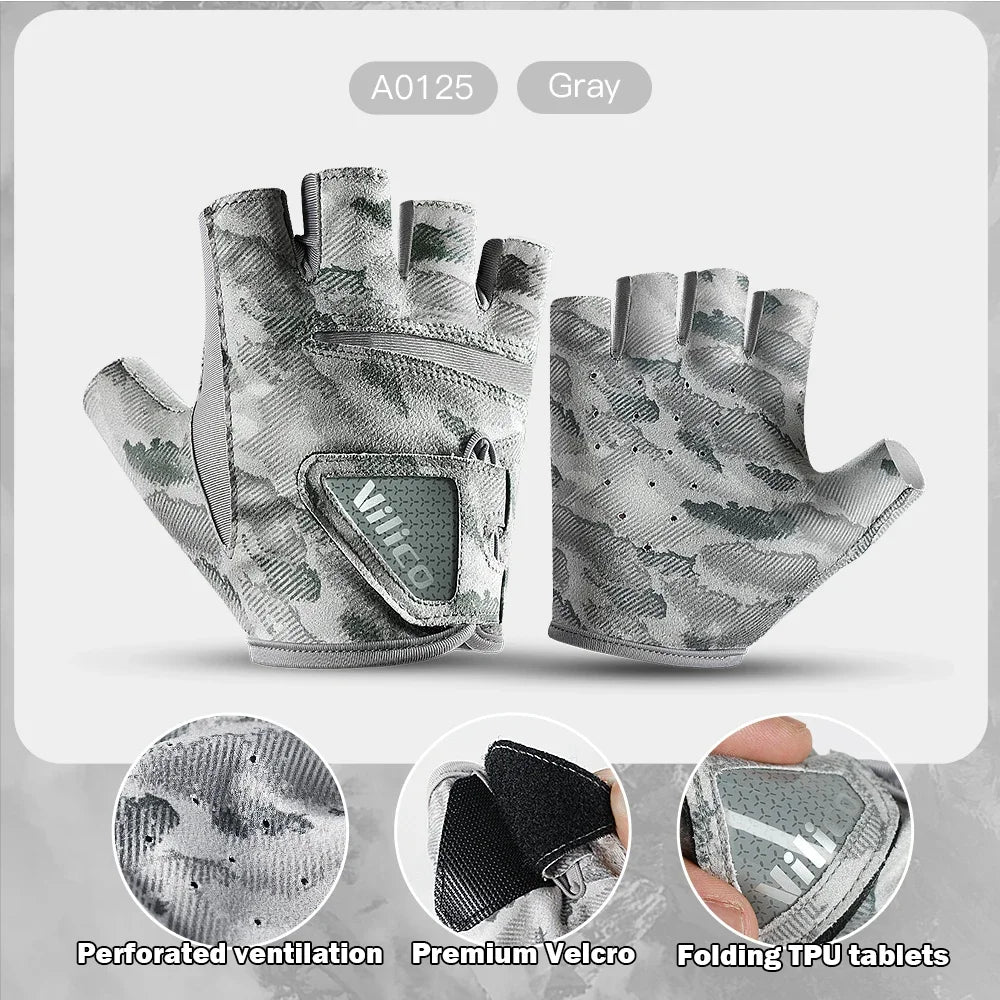1 Pair Fishing Gloves for Men Summer Fishing Road Sub Sunscreen and Anti Slip Ice Silk Breathable Thin Three Finger Cut Gloves