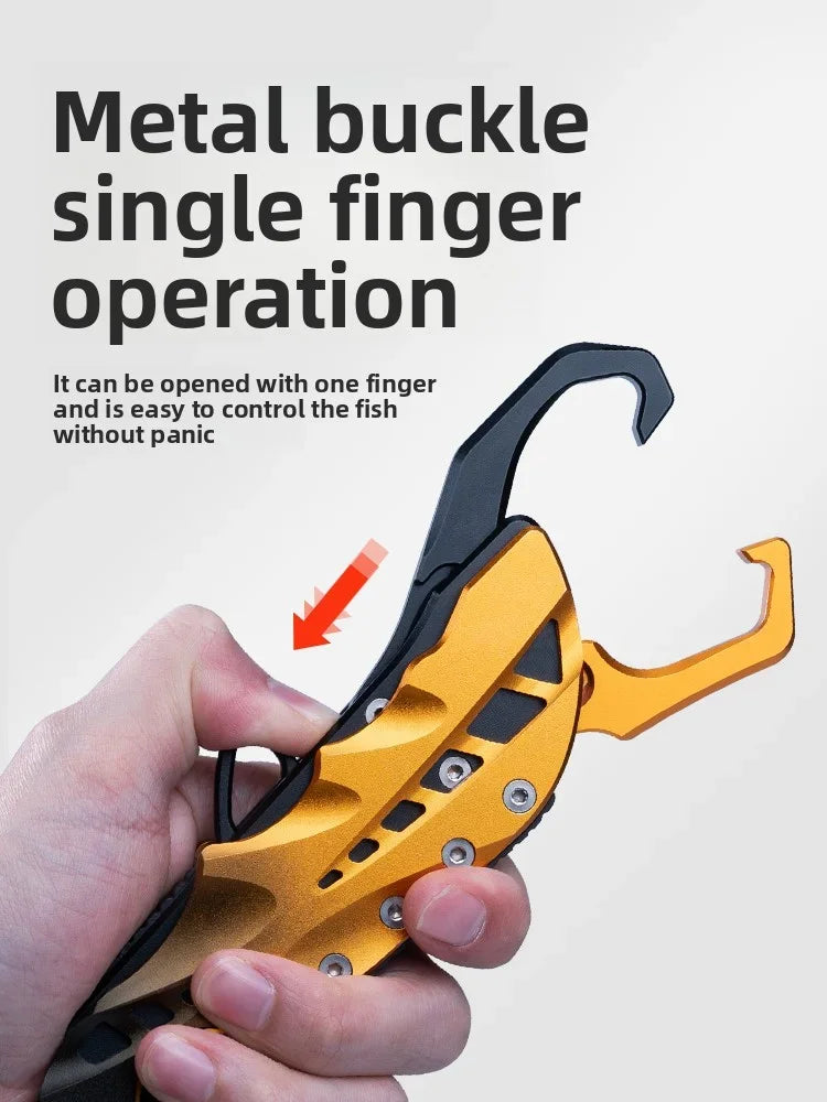 CHILENT Foldable Aluminum Alloy Fish Lip Gripper Portable Fishing Pliers Hand Grip Hook Gripper Lipgrip Fishing Accessories Tool