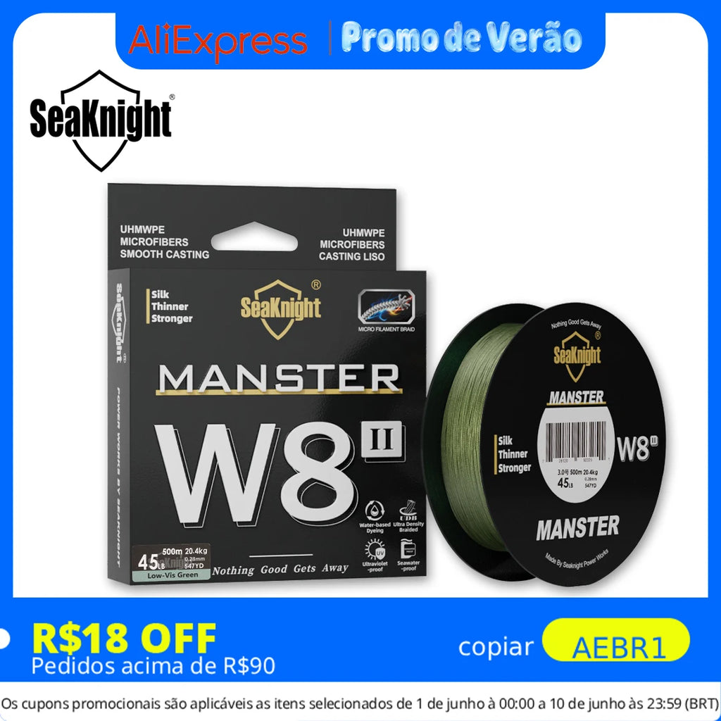 SeaKnight Brand W8 II Series Fishing Line 8 Strands 500m 300m anti-UV anti-saltwater Coating, Multifilament PE Line Braided Wire