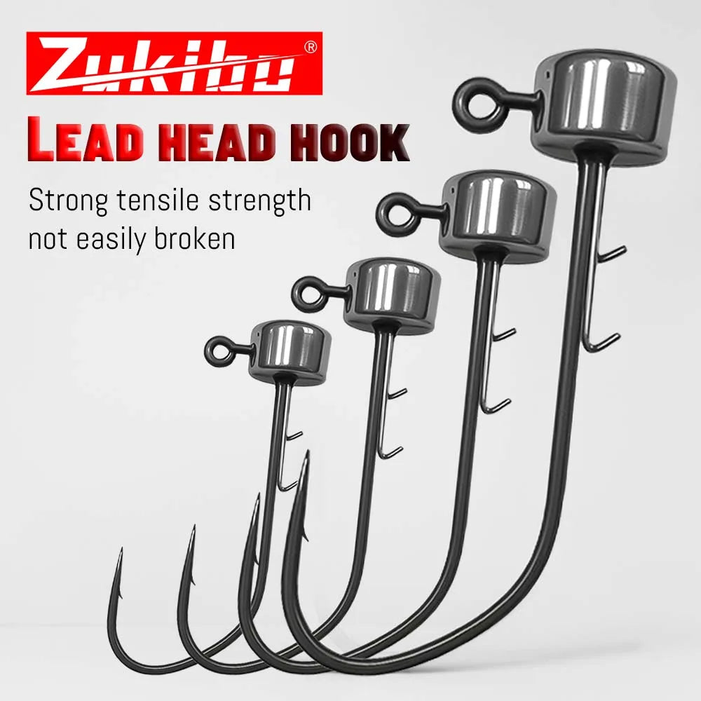 ZUKIBO 5PCS Tungsten Steel Welding Ned Jig Hook Kits High Quality Jig Heads for Soft Worm T Tail Fishing Lure,Fishing Hooks