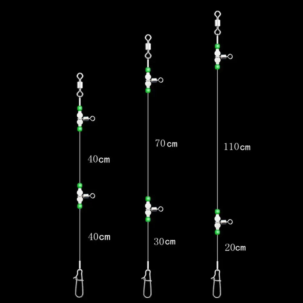 2PCS 360-Degree Luminous Fishing Swivels Line Fishing Rolling Connector (40cm)