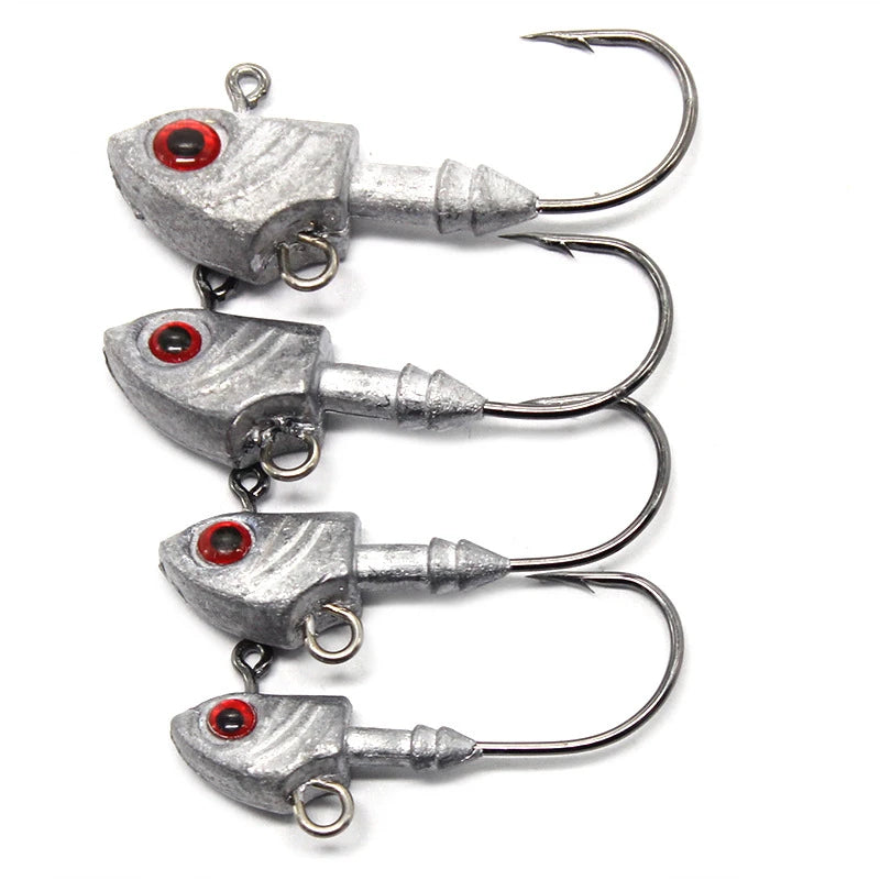 New 5PCS Jig Head Hook Fish Shape Carbon Steel Head Fishing Hooks With Treble Fishing Hook Soft Worm Fishing Accessories 3.5-14g