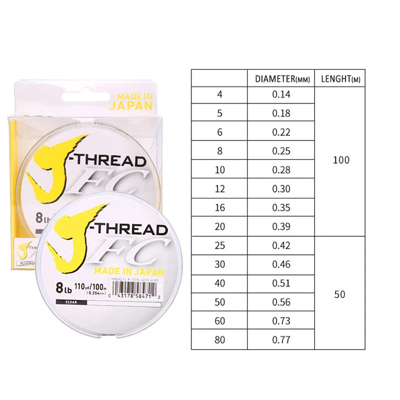 DaiwaJ-FLUOROCARBON 100% Fluorocarbon Leader 100m 50m Sinking Saltwater Clear Carbon Fiber Line Made in Japan