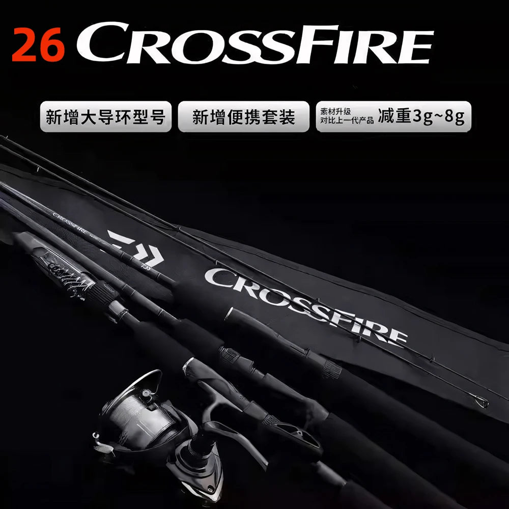 DAIWA 26 CROSSFIRE Spinning/Baitcasting Lure Fishing Rod 2 Sections Carbon Fiber