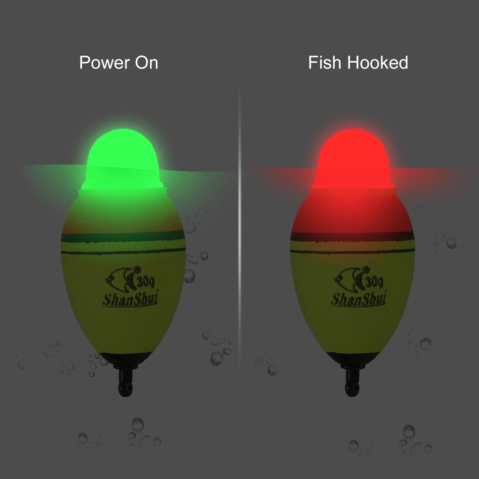 1oz 2.1oz 3.5oz Lighted Fishing Slip Bobbers, 1 Pack EVA Green Red LED Light Up Fishing Float for Night Fishing, Yellow