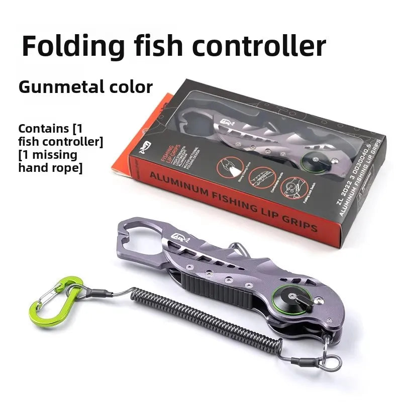 CHILENT Foldable Aluminum Alloy Fish Lip Gripper Portable Fishing Pliers Hand Grip Hook Gripper Lipgrip Fishing Accessories Tool