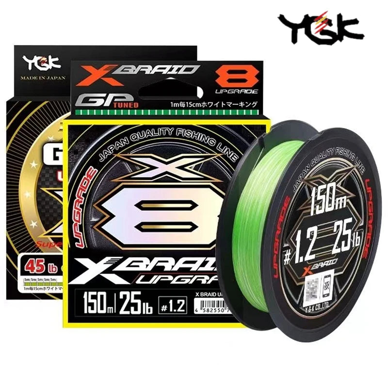 Origianl YGK X BRAID X8 Upgrade Braid Fishing Line Super Strong 8 Strands Multifilament PE Line 150M 200M Lure High Stength