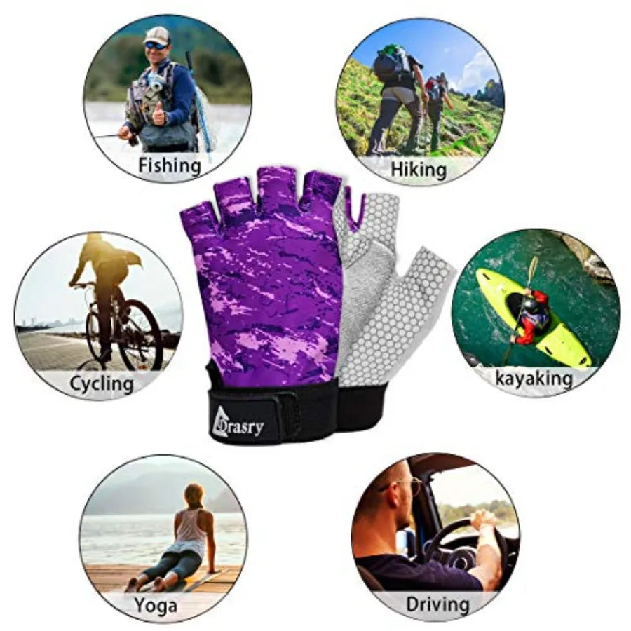 UV Fishing Gloves Fingerl Sun Protection Men Women UPF50+SPF for Fishing Kayaking Paddling Hiking Sailing Rowing Driving Canoei