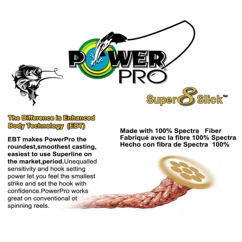 Saltwater Fishing POWER Pr0 braided PE Fishing Line 8 Slisk line Pro Super  Power USA 1500 yds PE 8 braided Fishing Line