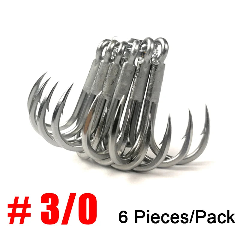 4X Strong Treble Fishing Hooks #4-#5/0 Big Game Sea Fishing Anti-Rust Coating Triple Anchor Hooks For Carp Pesca