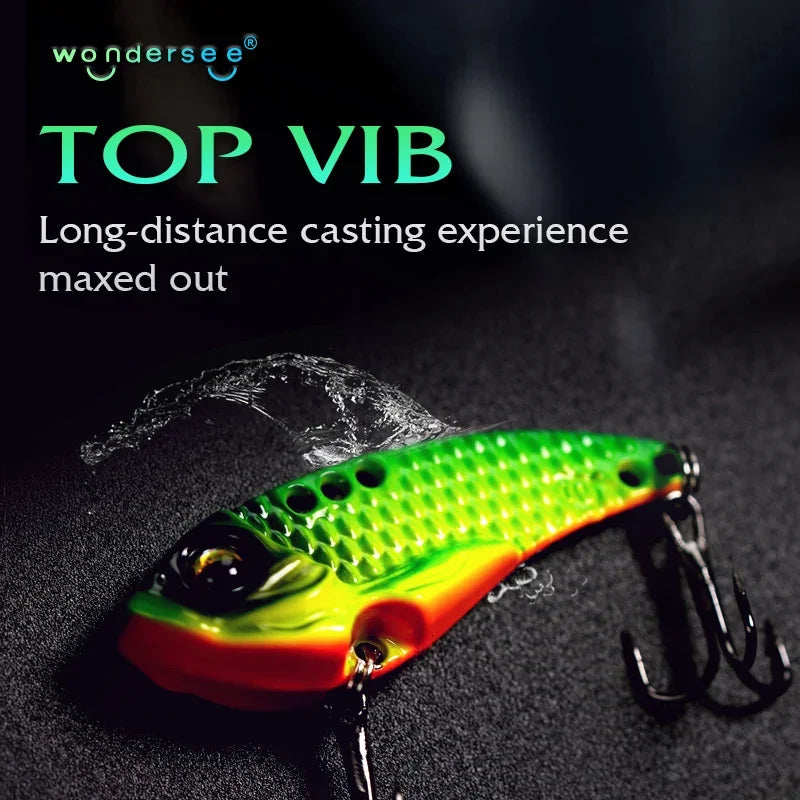 Wondersee 5PCS with Box Switchable Vibration VIB Spinner Spoon Jerkbait Hard Lure Treble hooks Trolling Sinking Wobbler Swimbait