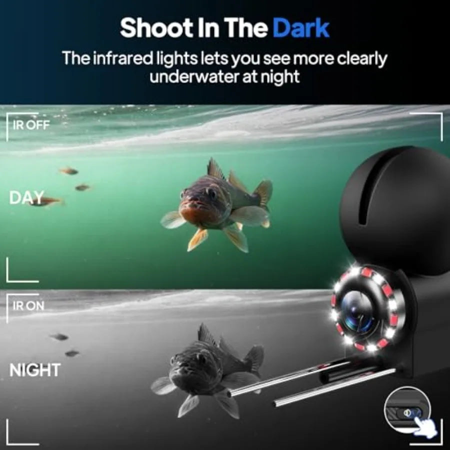 Underwater Fishing Camera Fishing Camera with Infrared Night Vision Light 4.3" IPS Portable Fish Finder with 65ft Cable Upgrade