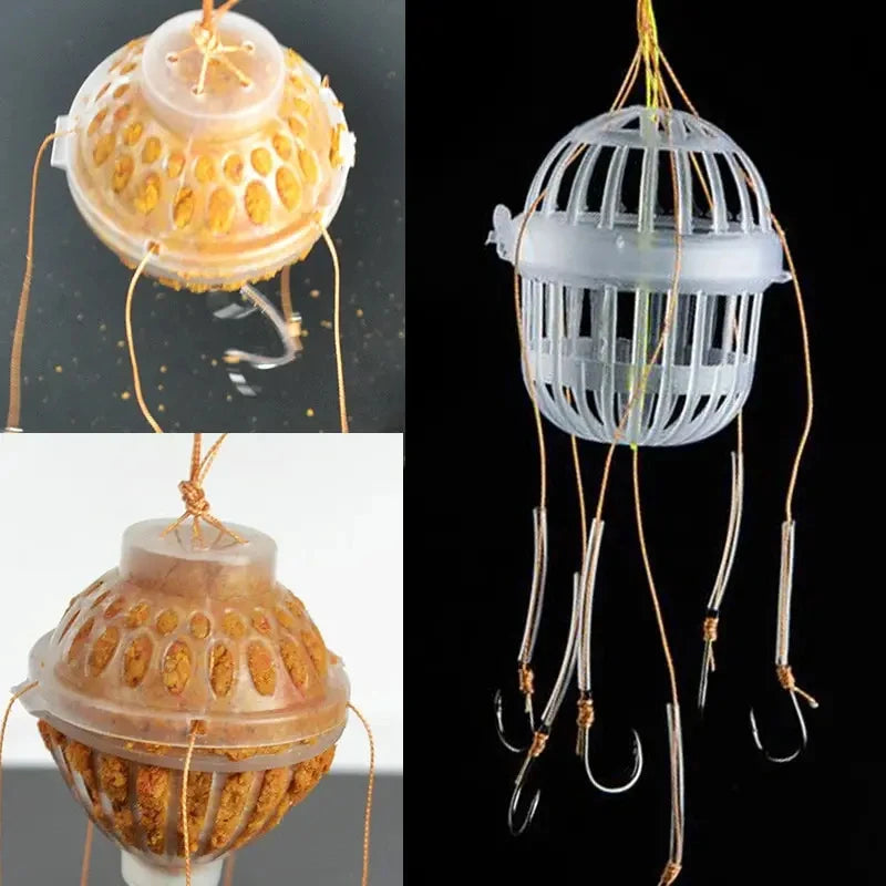 6/1PC Fishing Hooks Explosion Baits Cage Sea Box Hook Monsters With Six Strong Carbon Steel Plastics Carp Spherical Tackle Tools