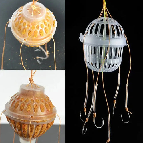 6/1PC Fishing Hooks Explosion Baits Cage Sea Box Hook Monsters With Six Strong Carbon Steel Plastics Carp Spherical Tackle Tools