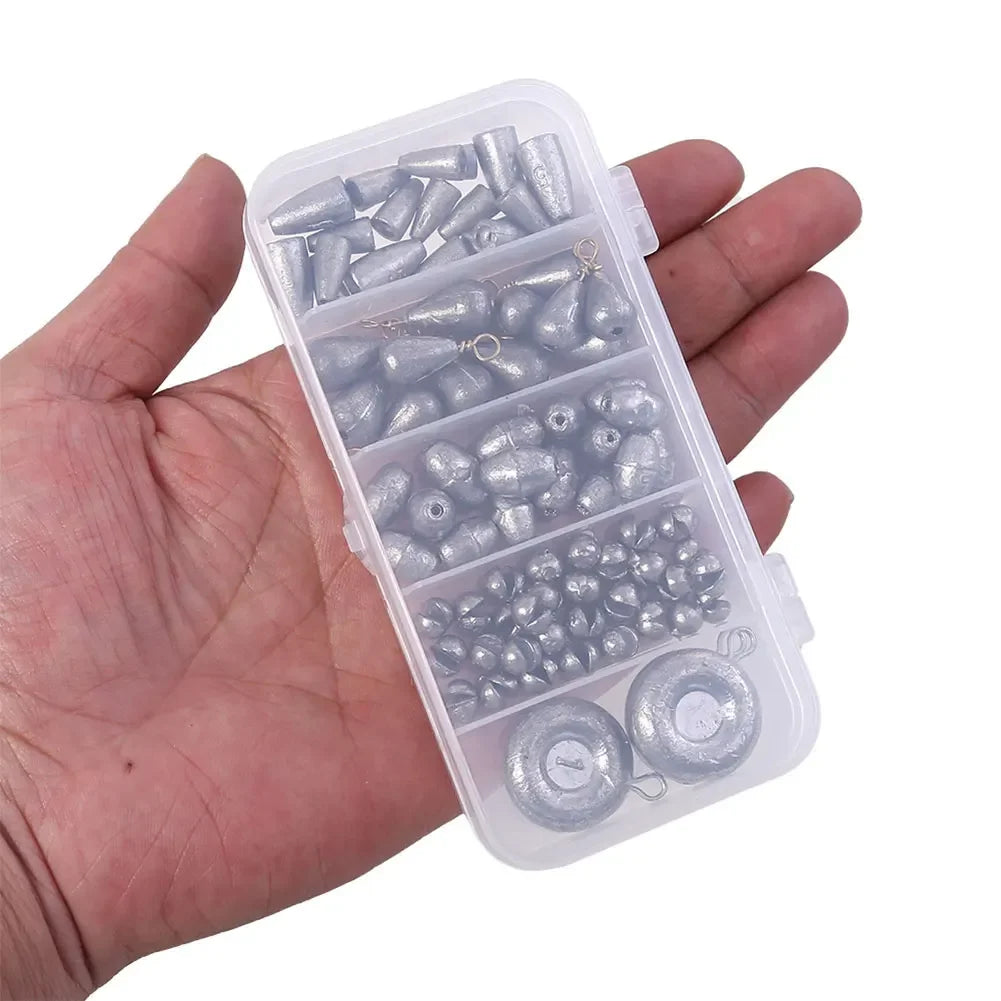81PCS Removable Fishing Sinkers Weights Kit Fishing Flipping Weights Line Sinkers Hook Connector for Bass Fishing Tackle