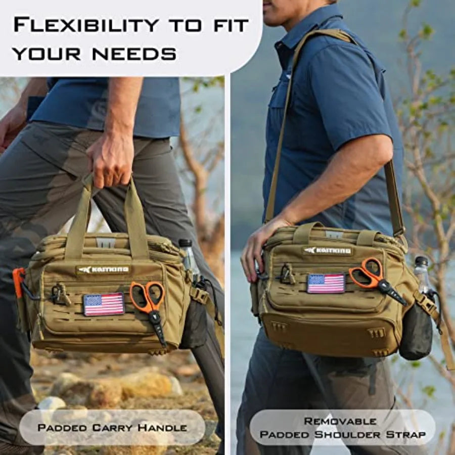 Fishing Tackle Bags - Saltwater and Freshwater Fishing Bags - Water Resistant Padded Shoulder Strap - Gear Storage