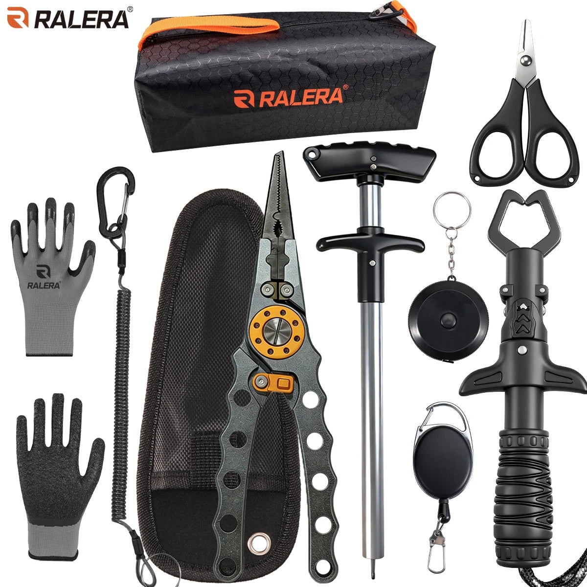 9 fishing tools, aluminum alloy fish pliers with tungsten steel blades, can cut 8 types of strong fishing lines,Perfect fishing