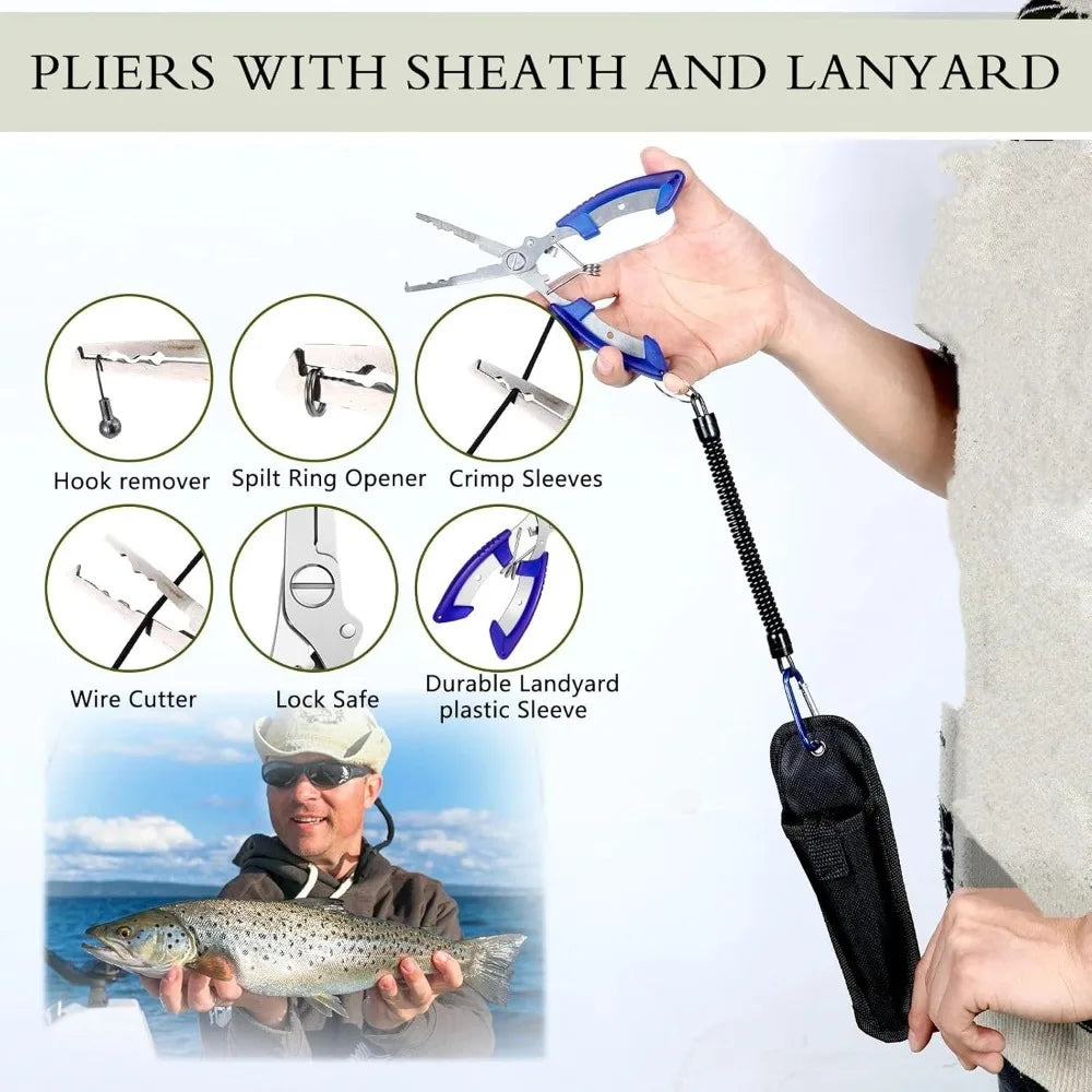 397 Pcs Fishing Accessories Kit with Backpack, Tackle Box, Hooks, Weights, Sinkers, Spinner Blade Gear