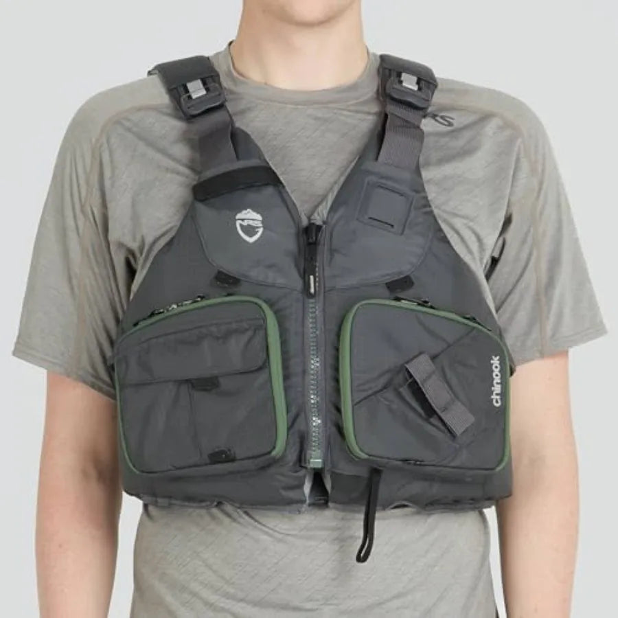 Chinook Fishing Life Jacket for Fishing Adult USCG Type III PFD Mesh Back Front Zip Vest with Pockets for Rafting Kayaking Padd