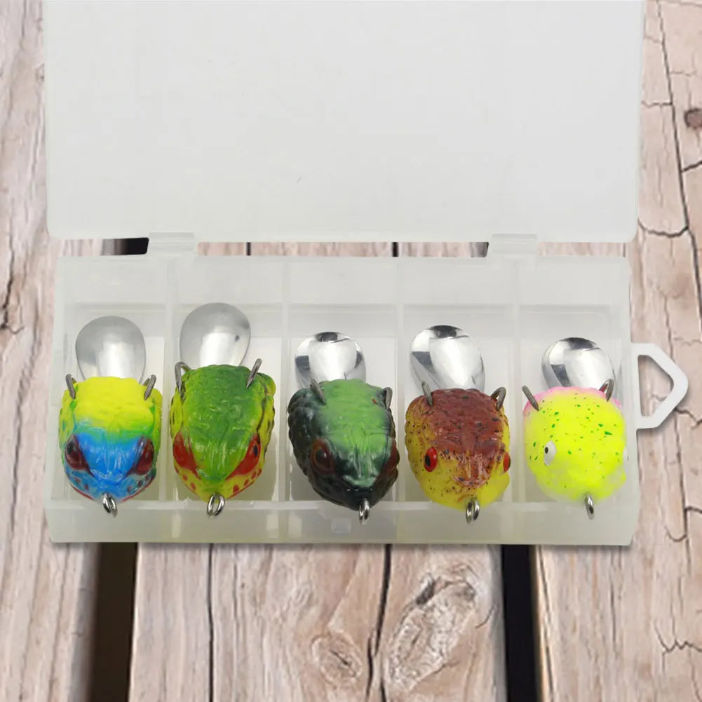 5pcs Mini Frog Soft Bait 25mm 3g Bionics Sequin Frog Bait Double Hide Hook Artificial Lifelike Thunder Frog Lure Fishing Wobbler