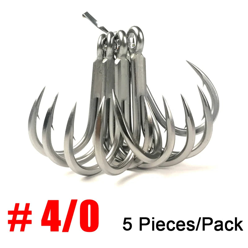 4X Strong Treble Fishing Hooks #4-#5/0 Big Game Sea Fishing Anti-Rust Coating Triple Anchor Hooks For Carp Pesca