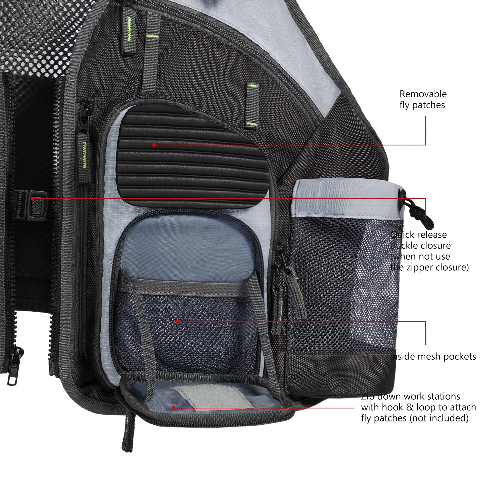 Bassdash Fishing Vest Adjustable Outdoor Sports Fishing Tackle Breathable