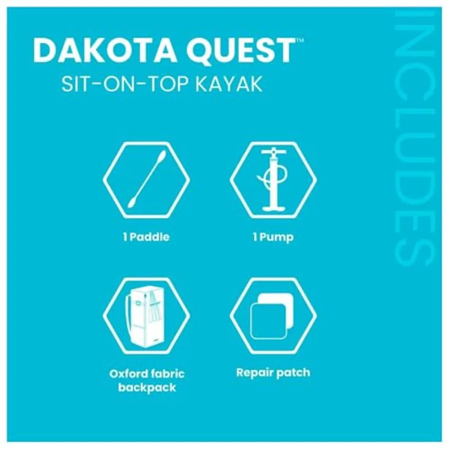Sit-On-Top Inflatable Kayak Dakota Quest 68245EP Outdoor Recreational Fishing Kayak with Durable PVC Material in Blue for Easy