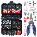 NEW 263pcs Fishing Slides Fishing Accessories Set with Tackle Box Including Plier Jig Hooks Sinker Weight Swivels Snaps Sinker