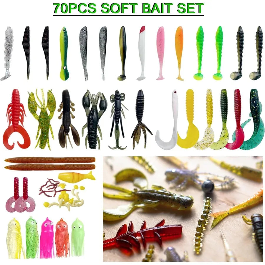 Comprehensive Fishing Lures Kit with Tackle Box for Freshwater and Saltwater Fishing: Includes Crankbaits Minnows Spinnerbaits
