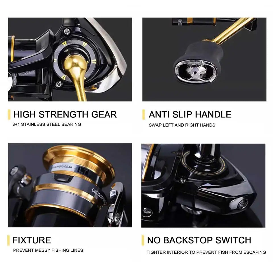DAIWA Fishing Reel CROSSFIRE CS LT (Light&Tough) 1000-6000D-H Light Strong LC-ABS Metail Spool 4KG-12KG Ultraleve 185g-320g