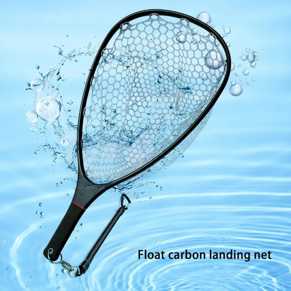Lightweight Carbon Fiber Floating Fishing Net with Clear Rubber for Trout Catch & Release