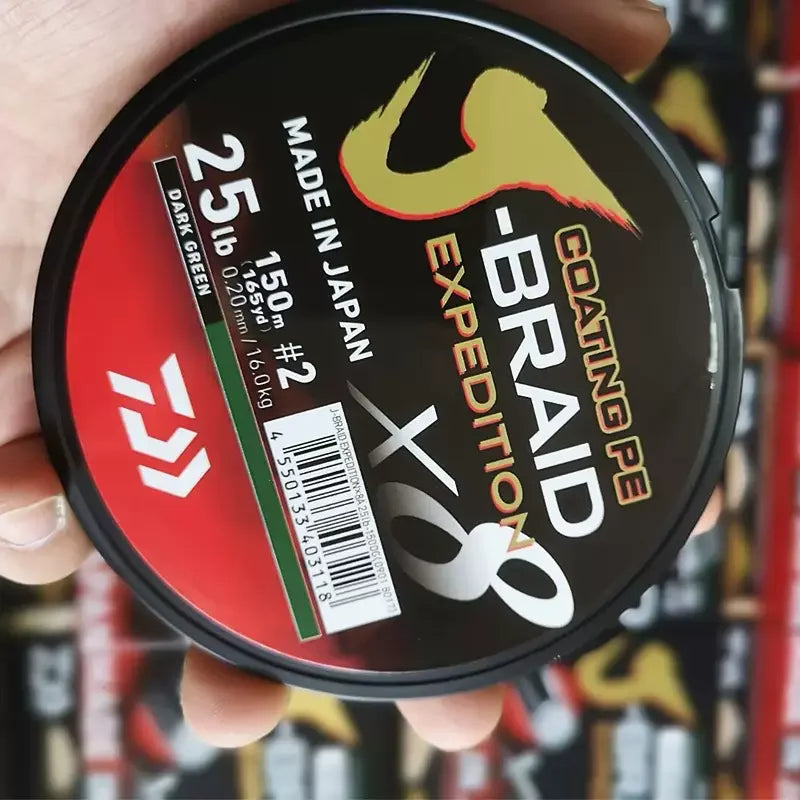 2024 DAIWA Fishing Line J-BRAID Expedition X8 150/300M Braided PE wire Dark Green/Orange/Multicolor