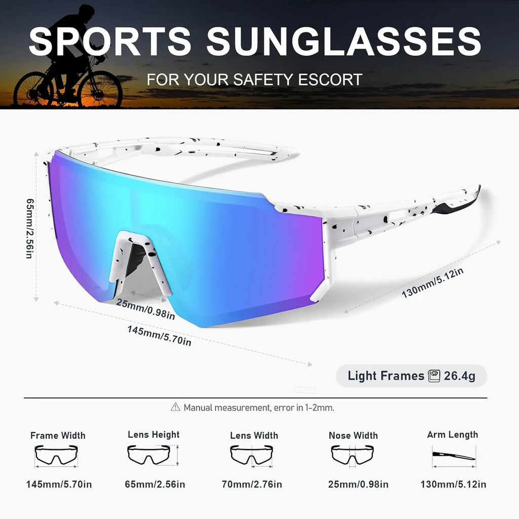 Polarized Sports Sunglasses for Men and Women, UV Protection for Fishing Cycling Mountain Bike Baseball
