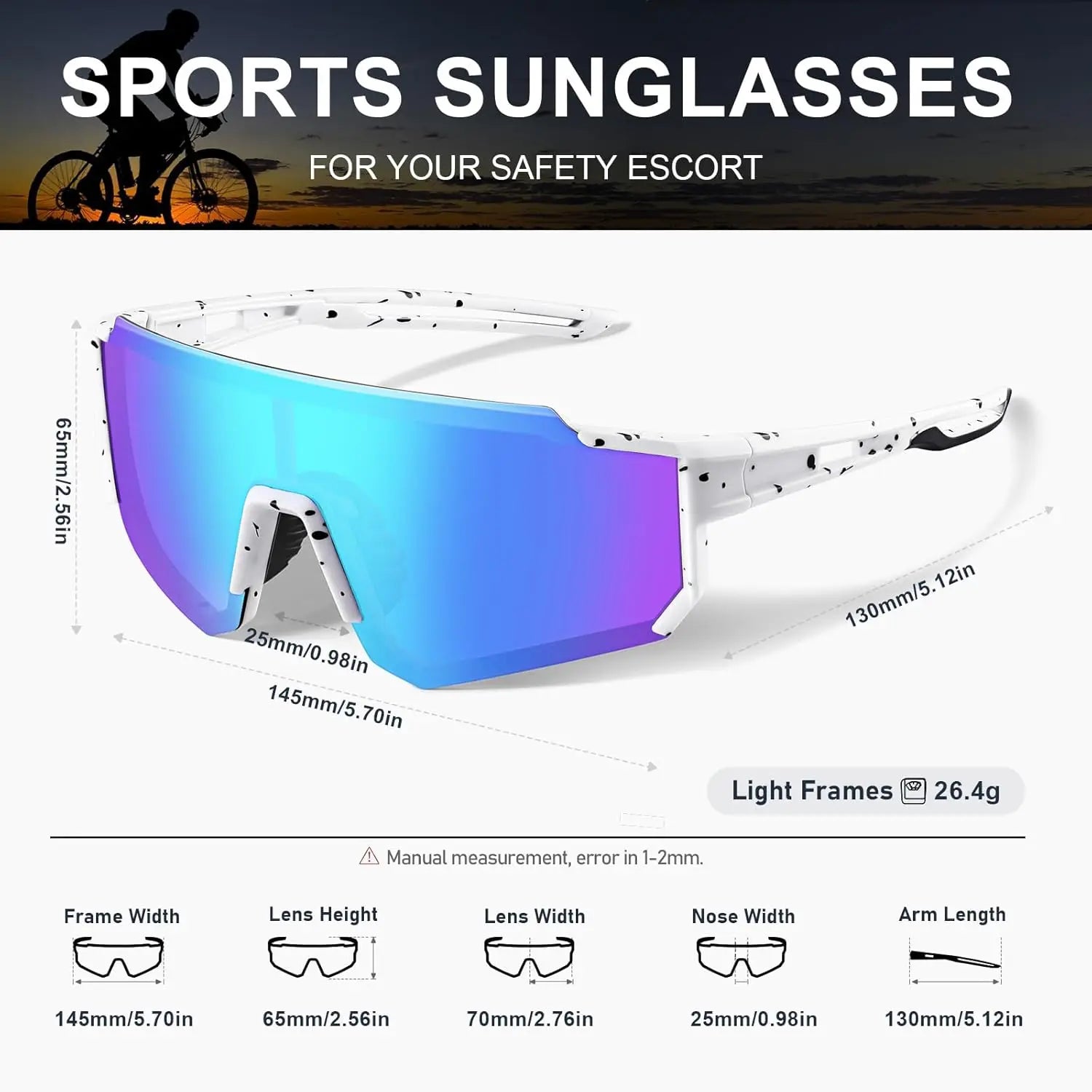 Polarized Sports Sunglasses for Men and Women, UV Protection for Fishing Cycling Mountain Bike Baseball