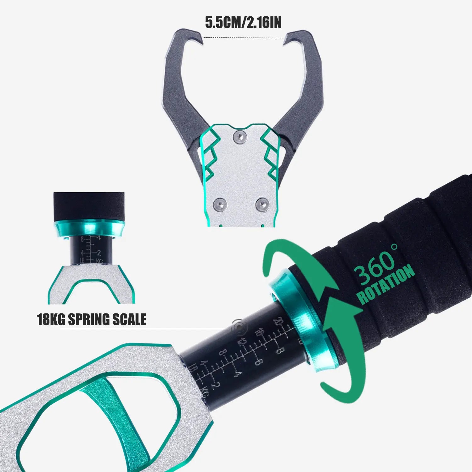 SAMOLLA New Fishing Grip Pliers Accessories Set Aluminum Alloy 18kg Spring scale 360 ° rotation Adjustable Grabber Tool Seawater