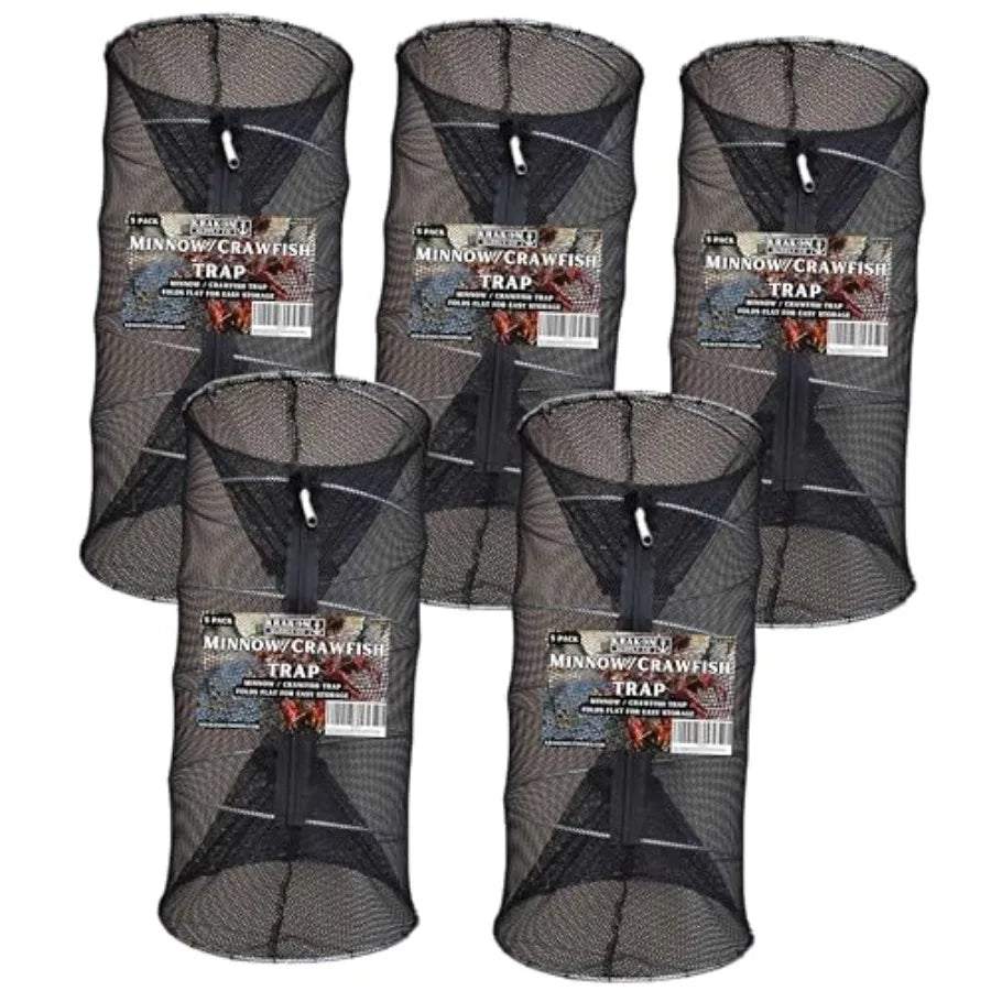 Fishing Bait Trap Crawdad Minnow Trap 4 inch Large Folding Collapsible Heavy Duty Crawfish Bait Fish Shrimp Lobster Cast Net