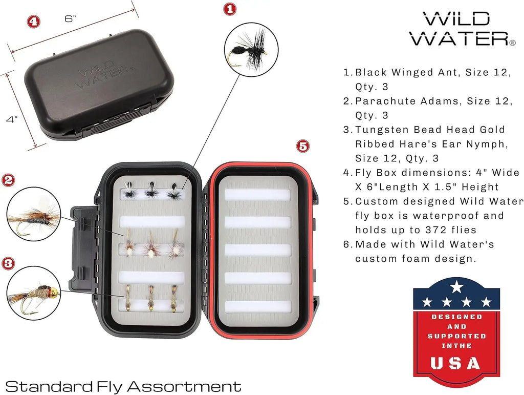 7ft Fly Fishing Combo Kit, 3/4 Weight Graphite Rod with Cork Handle, Aluminum Reel & 9 Flies