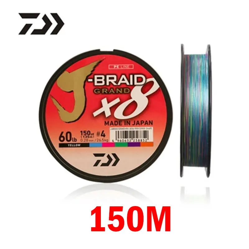 2024 DAIWA Fishing Line J-BRAID Expedition X8 150/300M Braided PE wire Dark Green/Orange/Multicolor