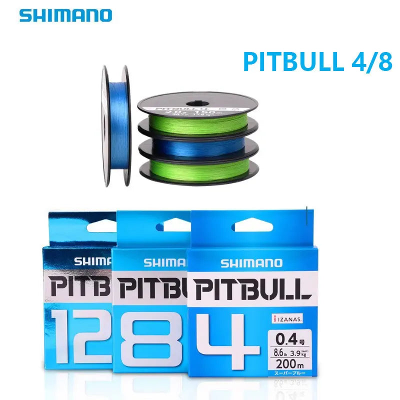 SHIMANO Original Fishing Line PITBULL X4  X8 150M 200M Green Blue Braided Wire PE Material Multifilament Fishing Line