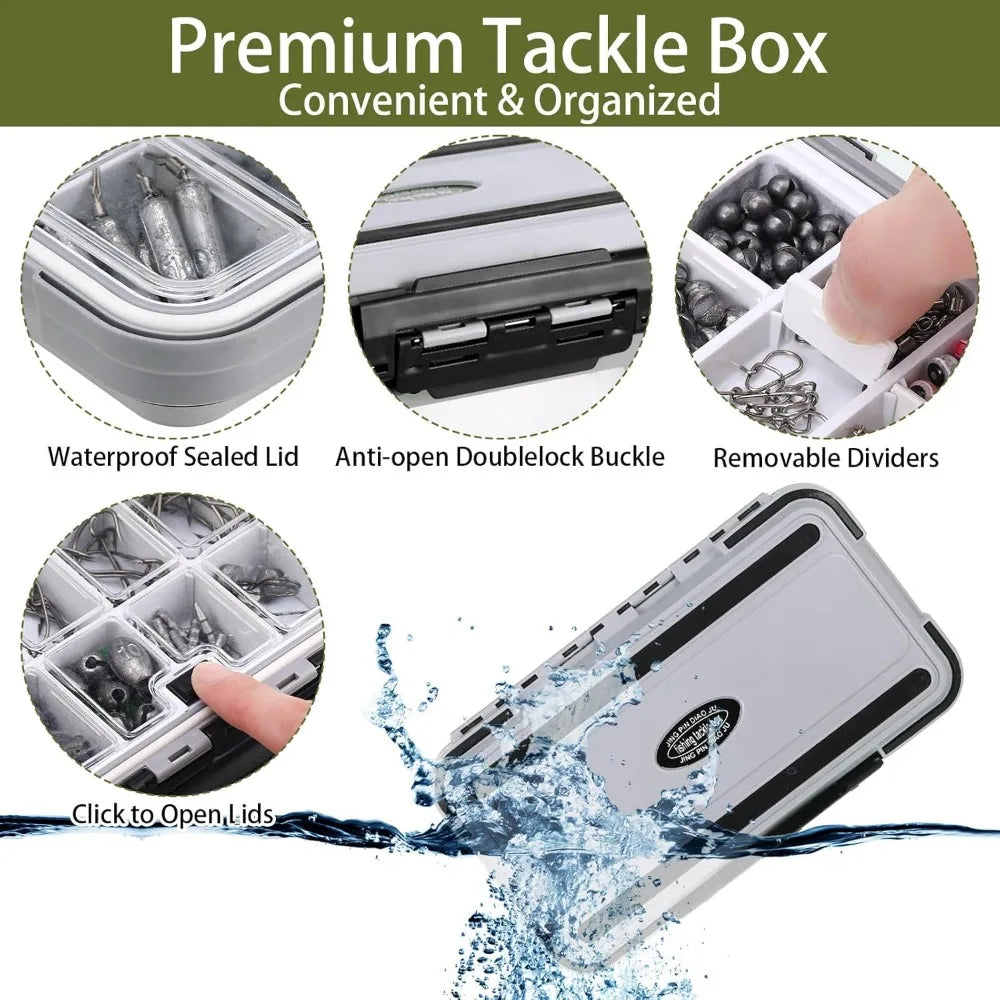 397 Pcs Fishing Accessories Kit with Backpack, Tackle Box, Hooks, Weights, Sinkers, Spinner Blade Gear